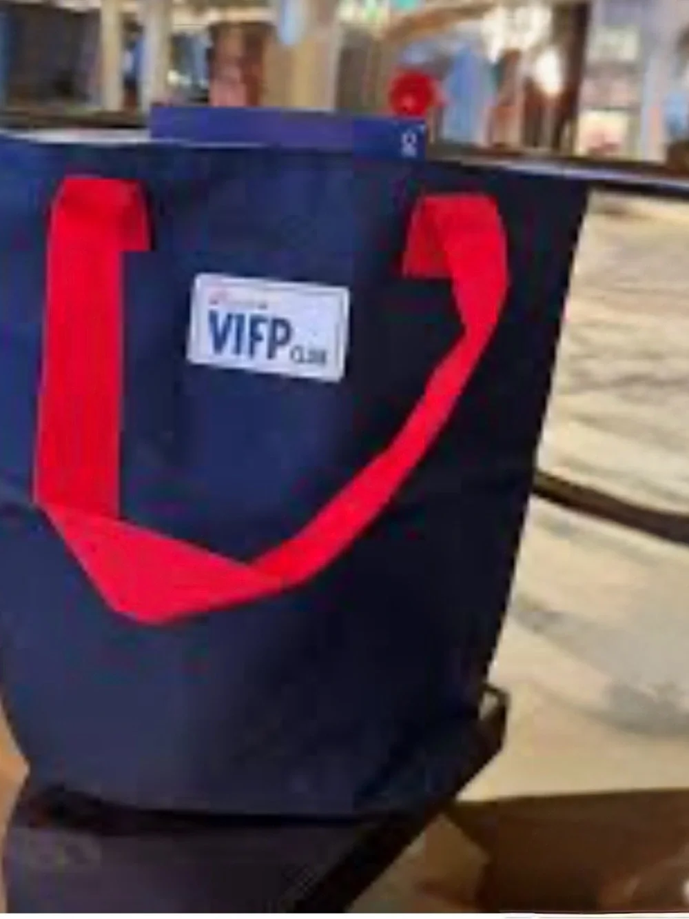 Carnival VIFP Club Navy Tote with Red Handles